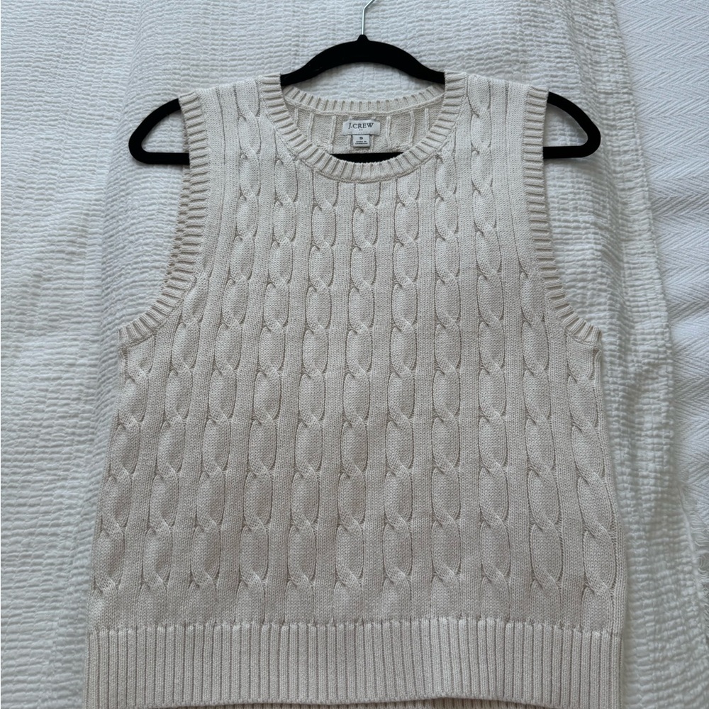 J. Crew Cream Cable Knit Crew Neck Sweater
